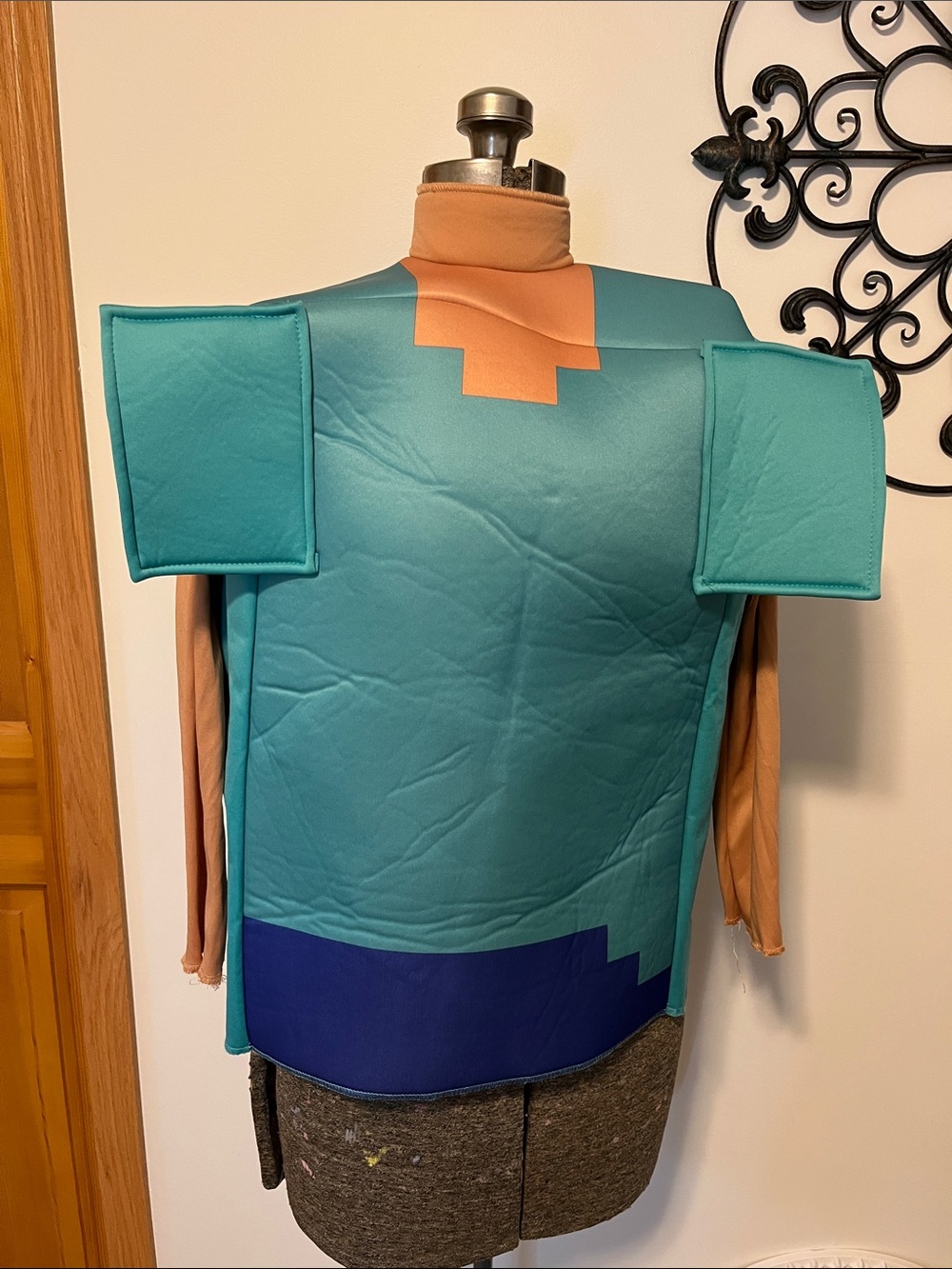 Kids Teal and Blue Pixel-Style Costume Tunic - Unbranded